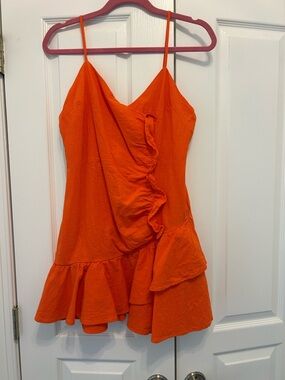 Vestique Orange ruffle mini dress